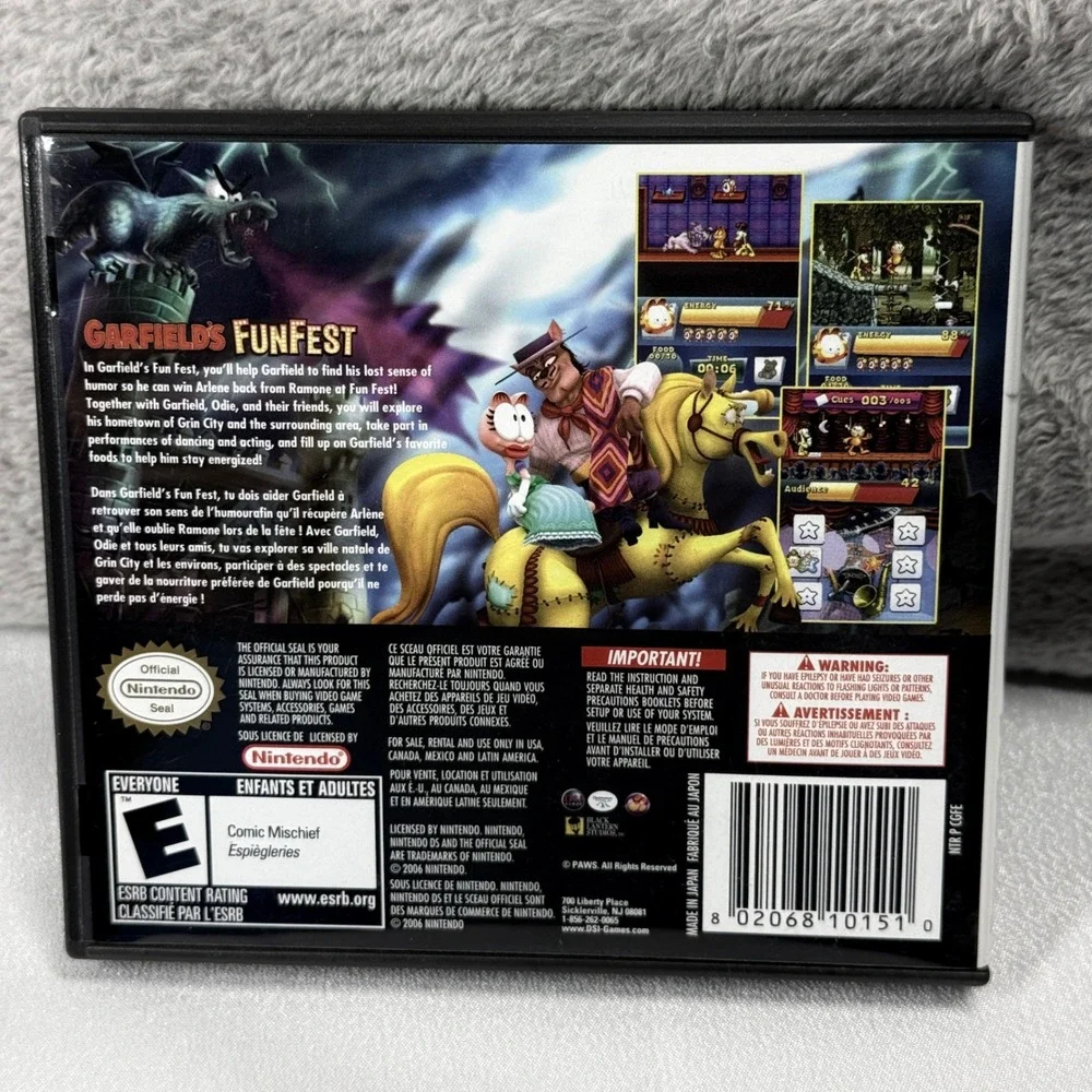 Nintendo Garfield's FunFest Nintendo DS Black Video Game CIB NTR-CGFE-USA